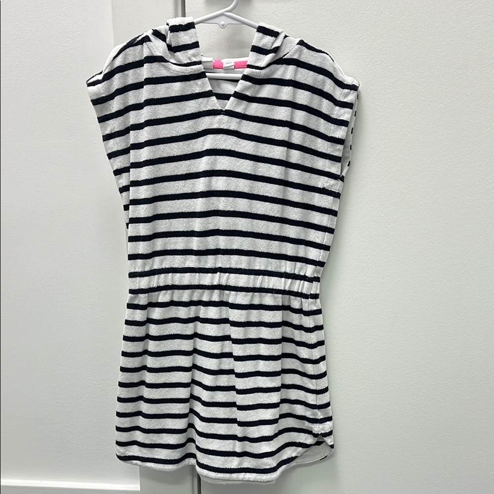 Gap Girls white and navy striped towel dress cover up size small